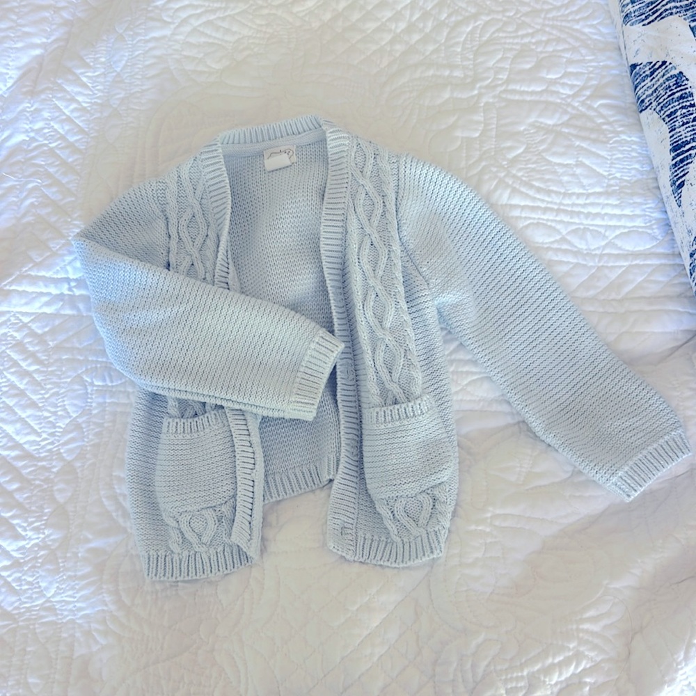 GUC - Light Blue Cable Knit Cardigan with buttons - 9-12M